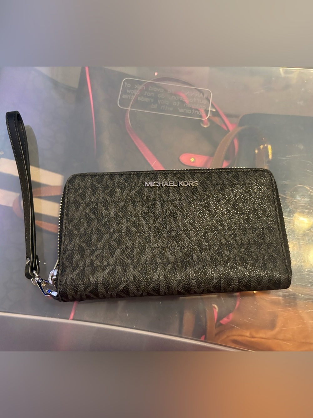 Michael Kors Black Logo-Print Continental Zip Wallet